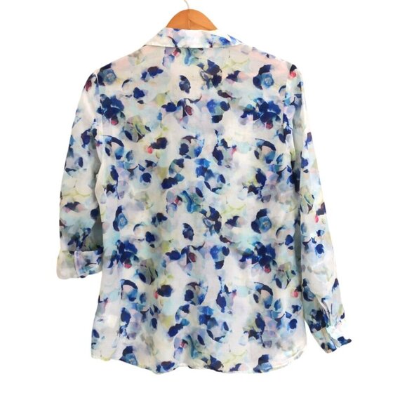 Coldwater Creek Silk Cotton Blend Abstract Floral Shirt Size M (10-12) - Picture 3 of 4